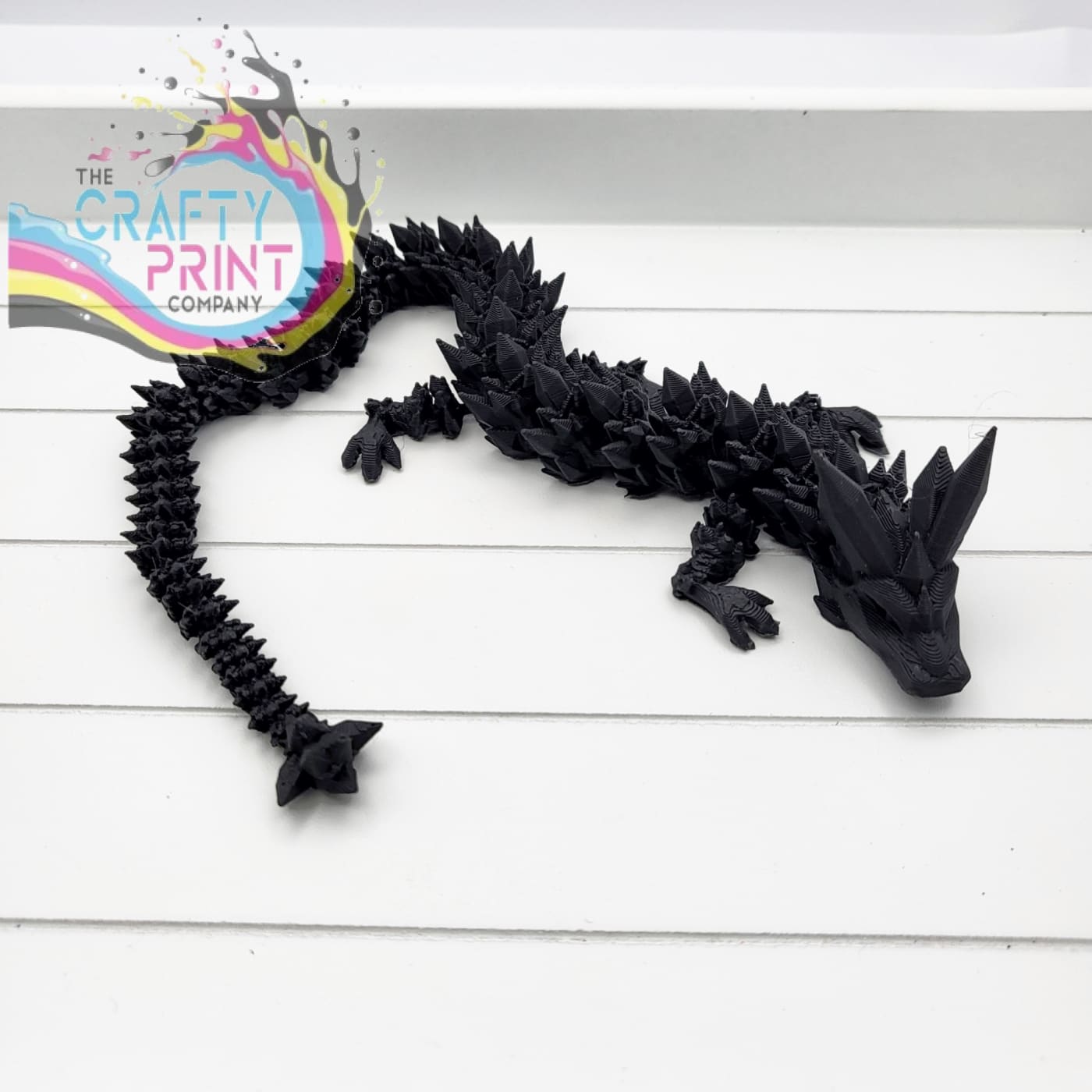 3D Printed Crystal Dragon and Egg - Black