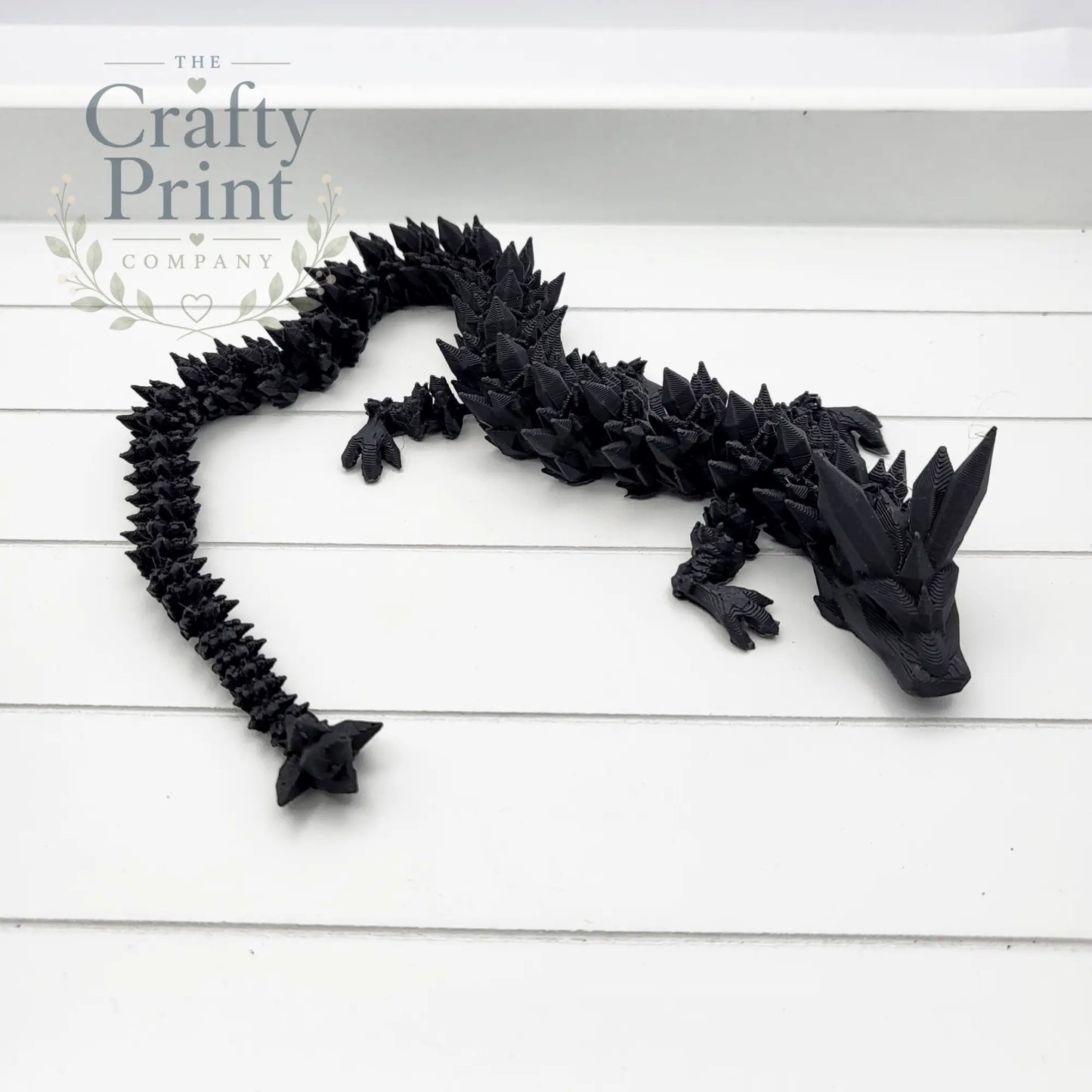 3D Printed Crystal Dragon and Egg - Black