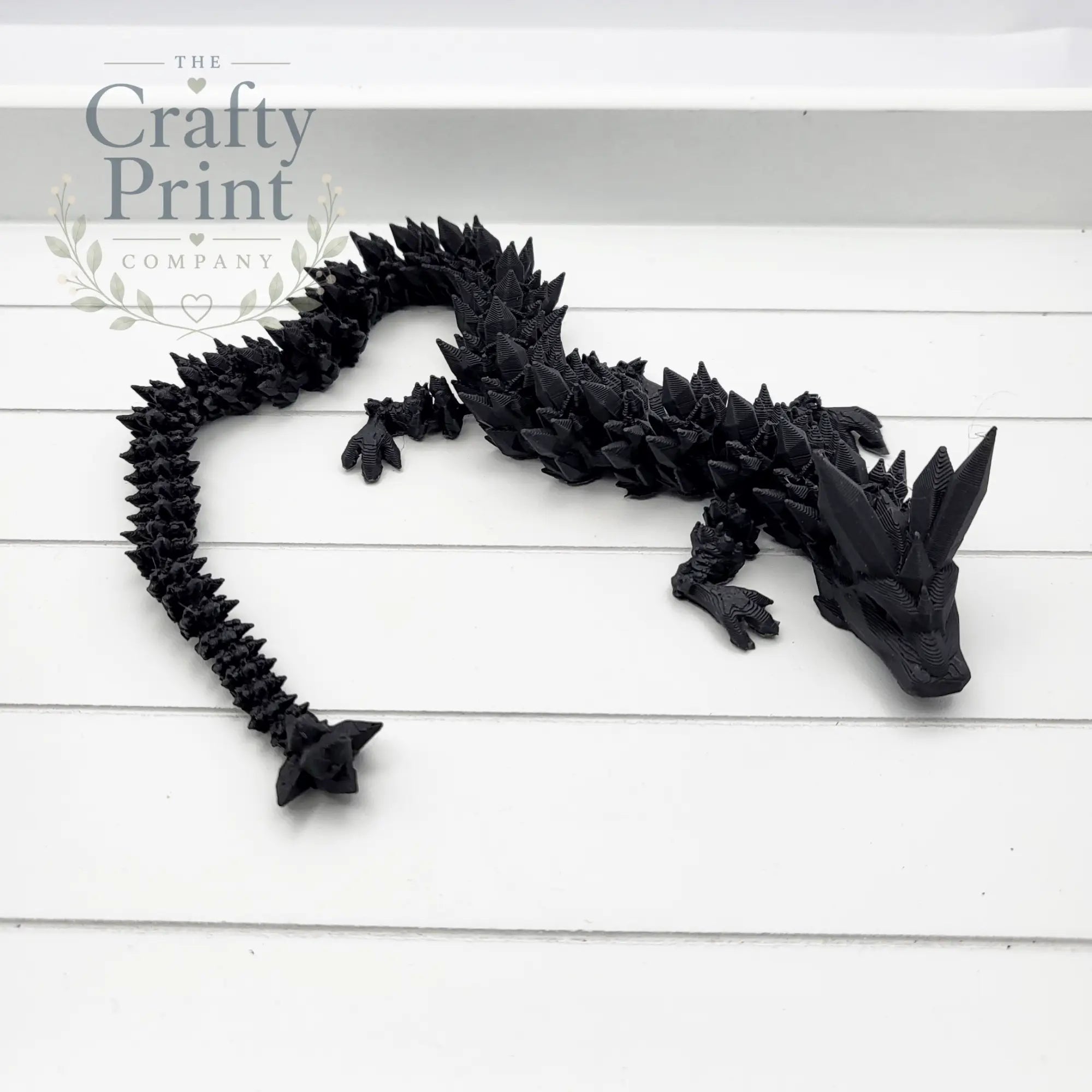 3D Printed Crystal Dragon and Egg - Black