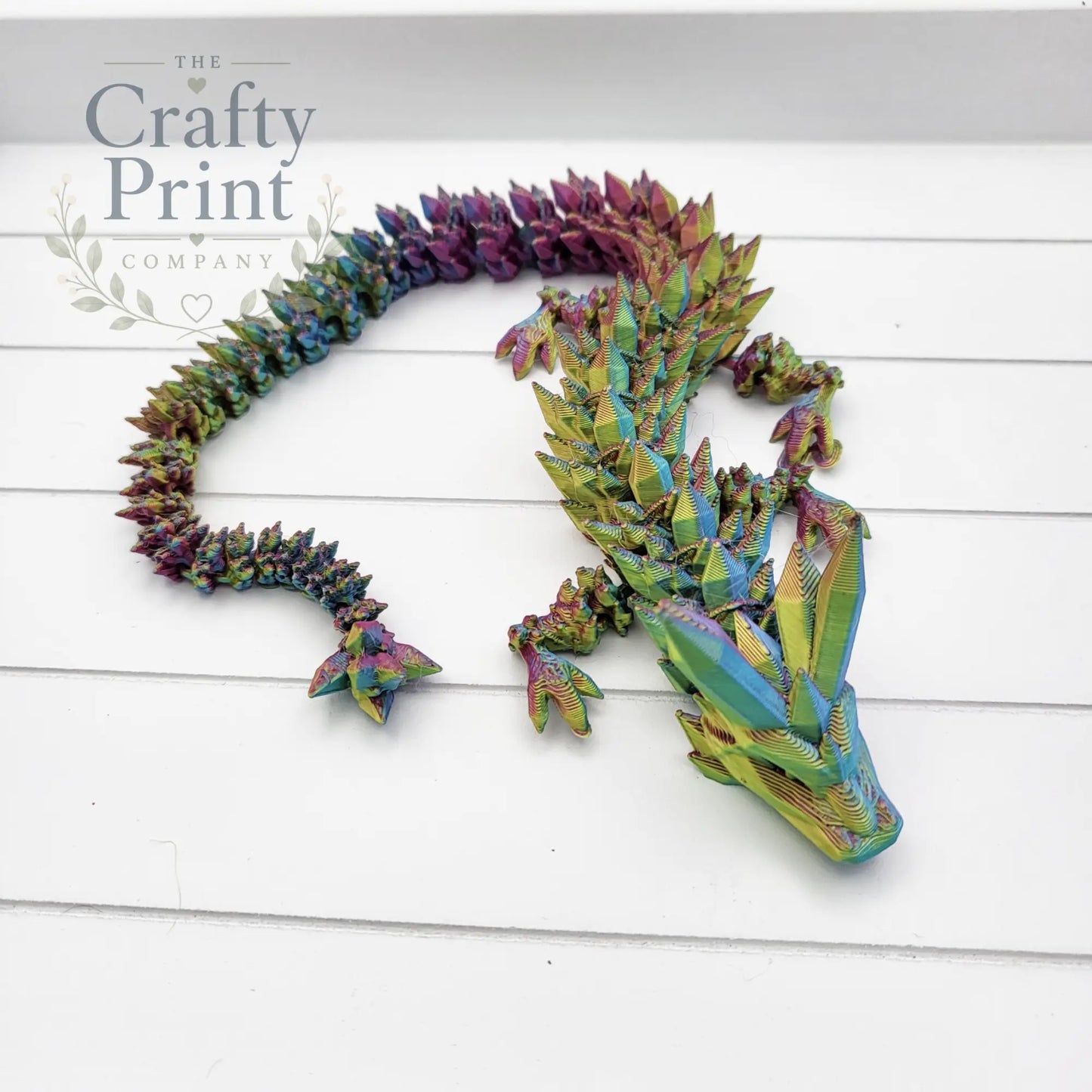 3D Printed Crystal Dragon and Egg - Tri Colour Red/Gold/Blue