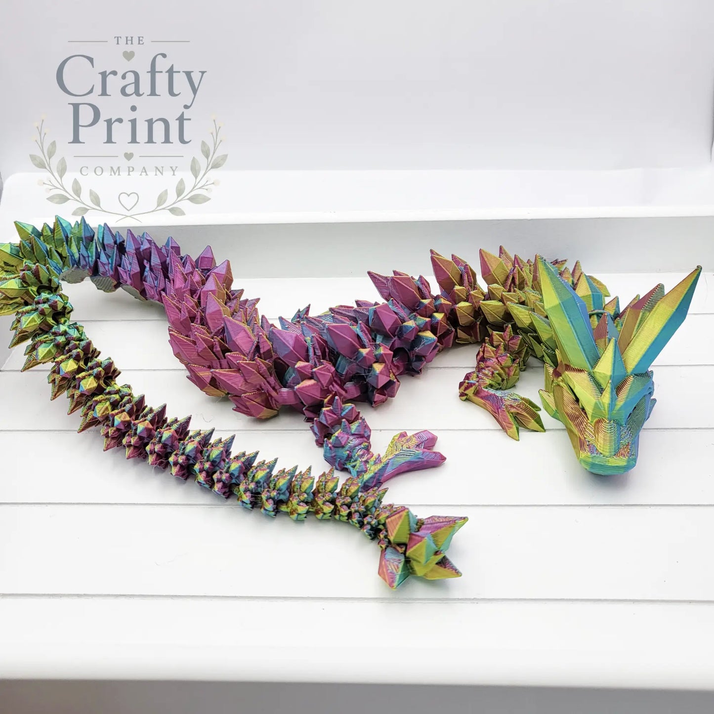 3D Printed Crystal Dragon - Tri Colour Red/Gold/Blue