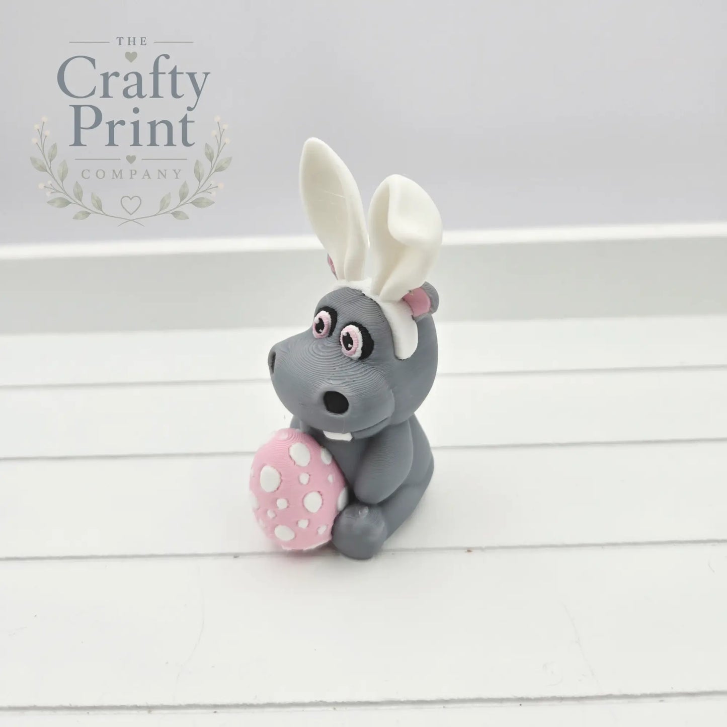3D Printed Cute Hippo Wearing Bunny Ears - Home & Garden >