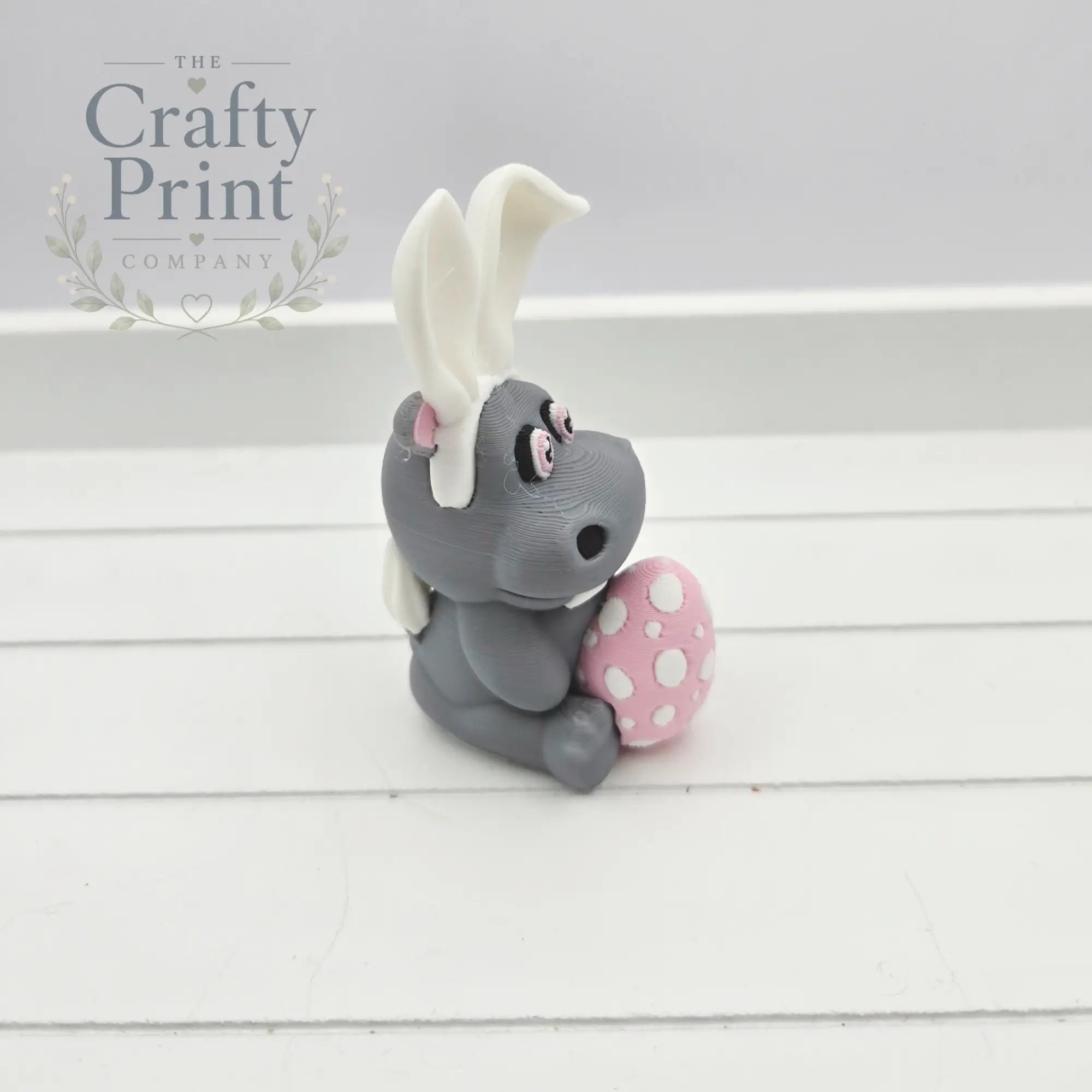 3D Printed Cute Hippo Wearing Bunny Ears - Home & Garden >