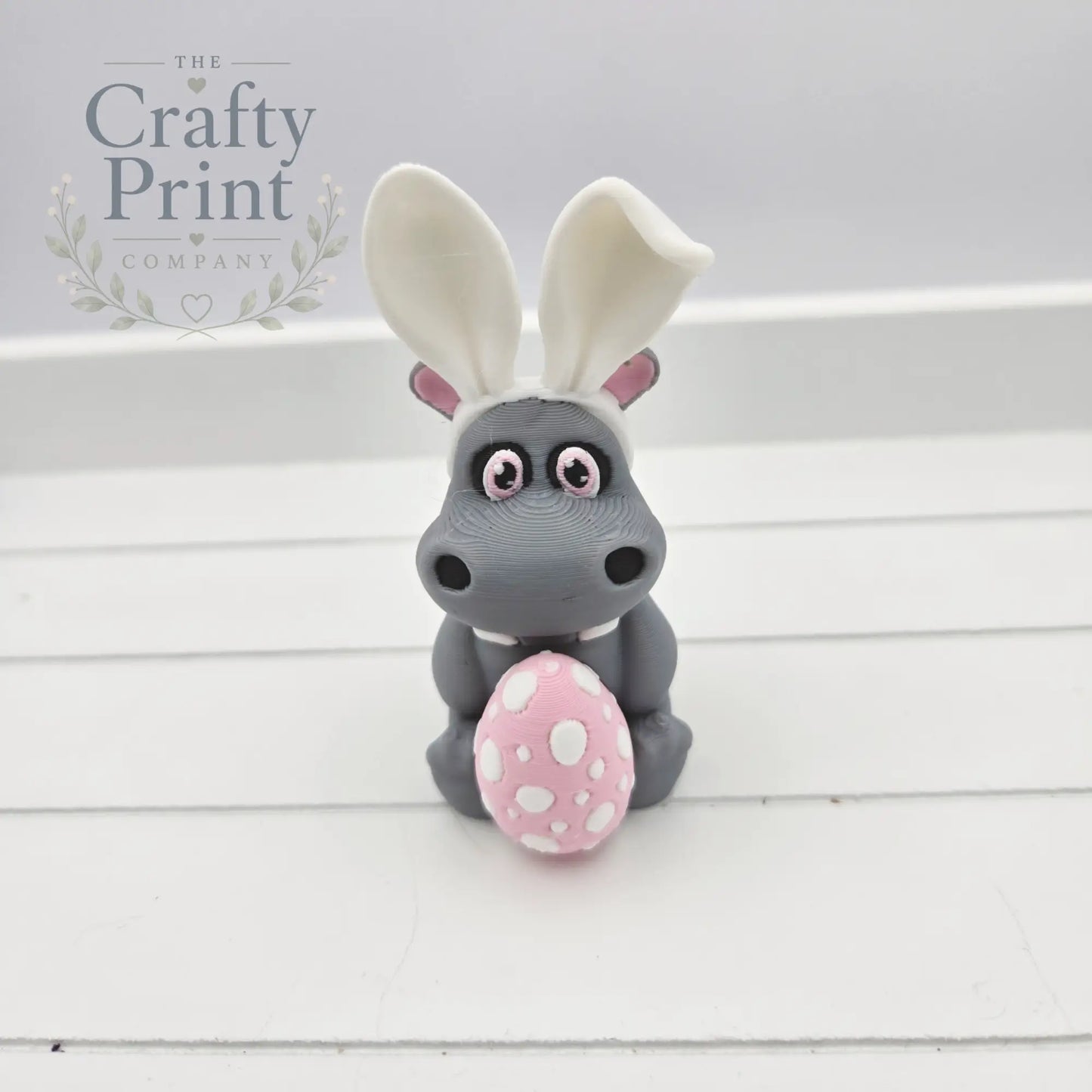 3D Printed Cute Hippo Wearing Bunny Ears - Home & Garden >