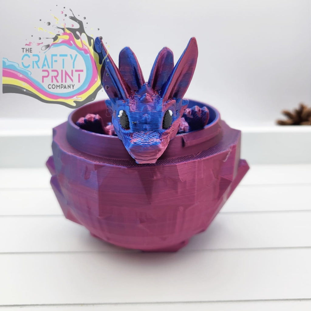 3D Printed Easter Dragon and Egg - Red / Blue
