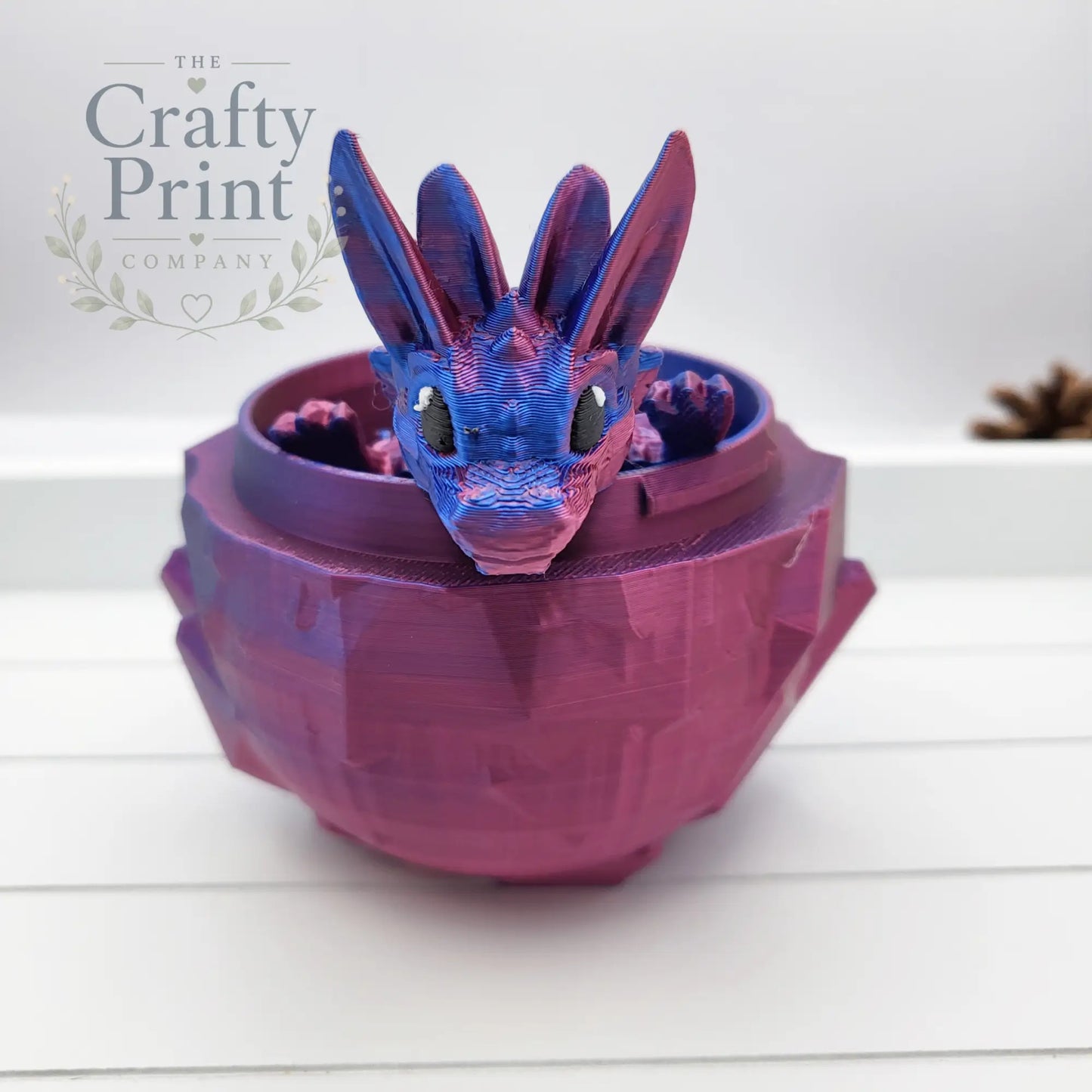 3D Printed Easter Dragon and Egg - Red / Blue
