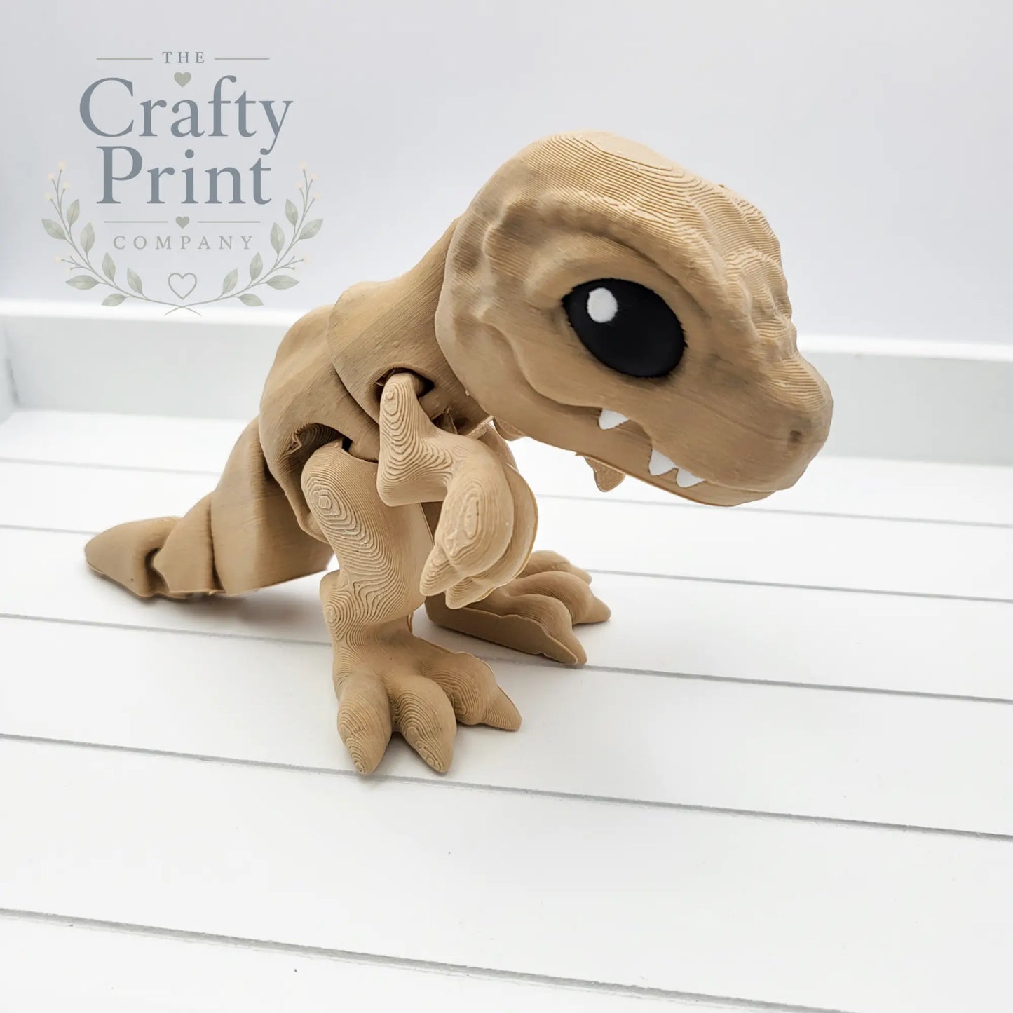 3D Printed Fully Articulated T-Rex Dinosaur - Light Brown