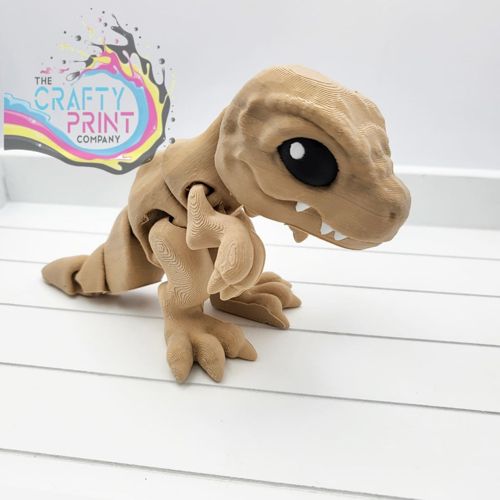 3D Printed Fully Articulated T-Rex Dinosaur - Light Brown