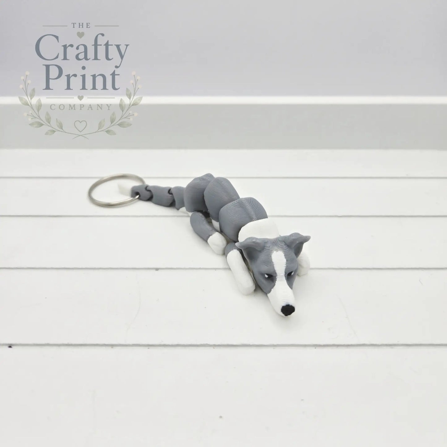 3D Printed Greyhound Dog Articulated Flexi Keyring/Fidget