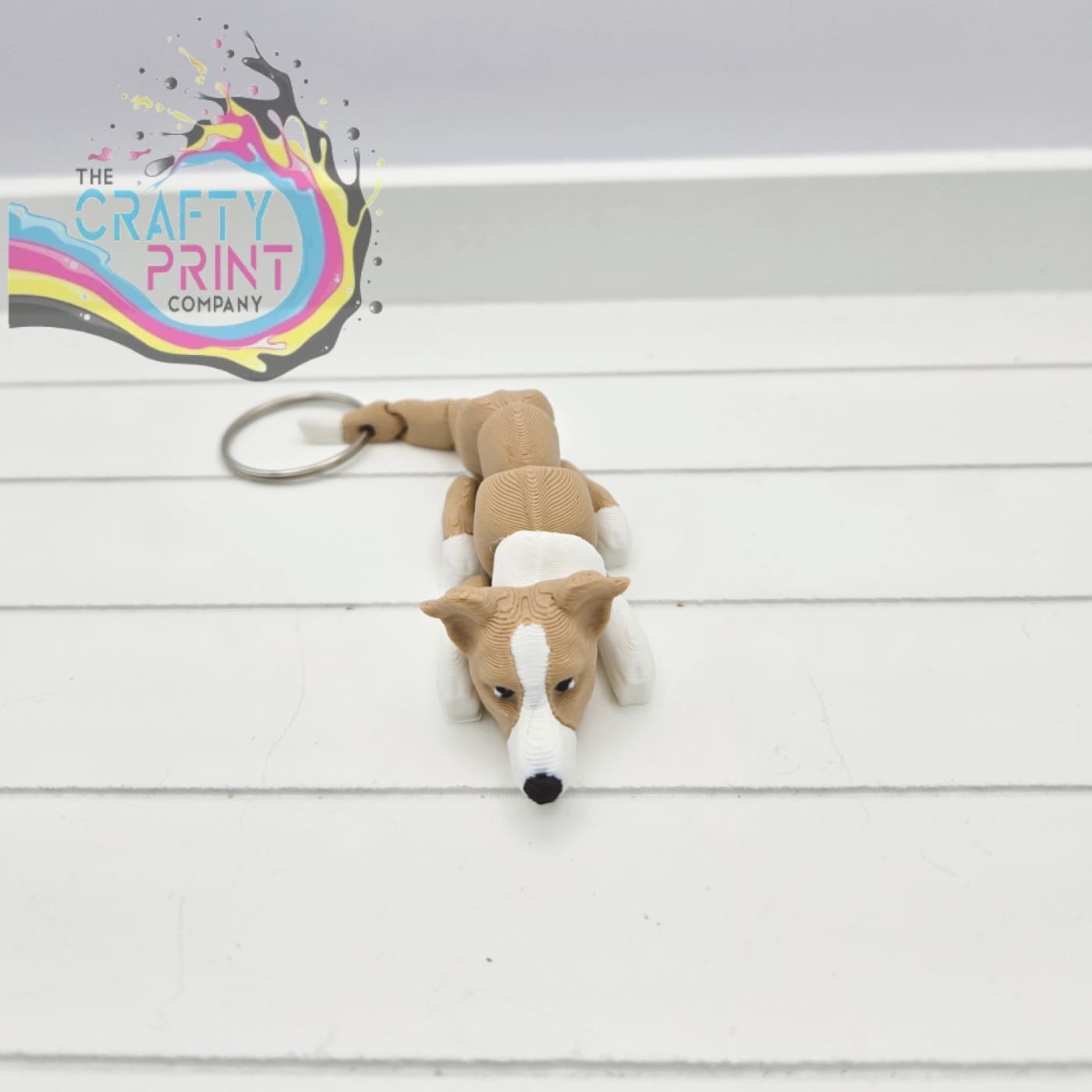 3D Printed Greyhound Dog Articulated Flexi Keyring/Fidget