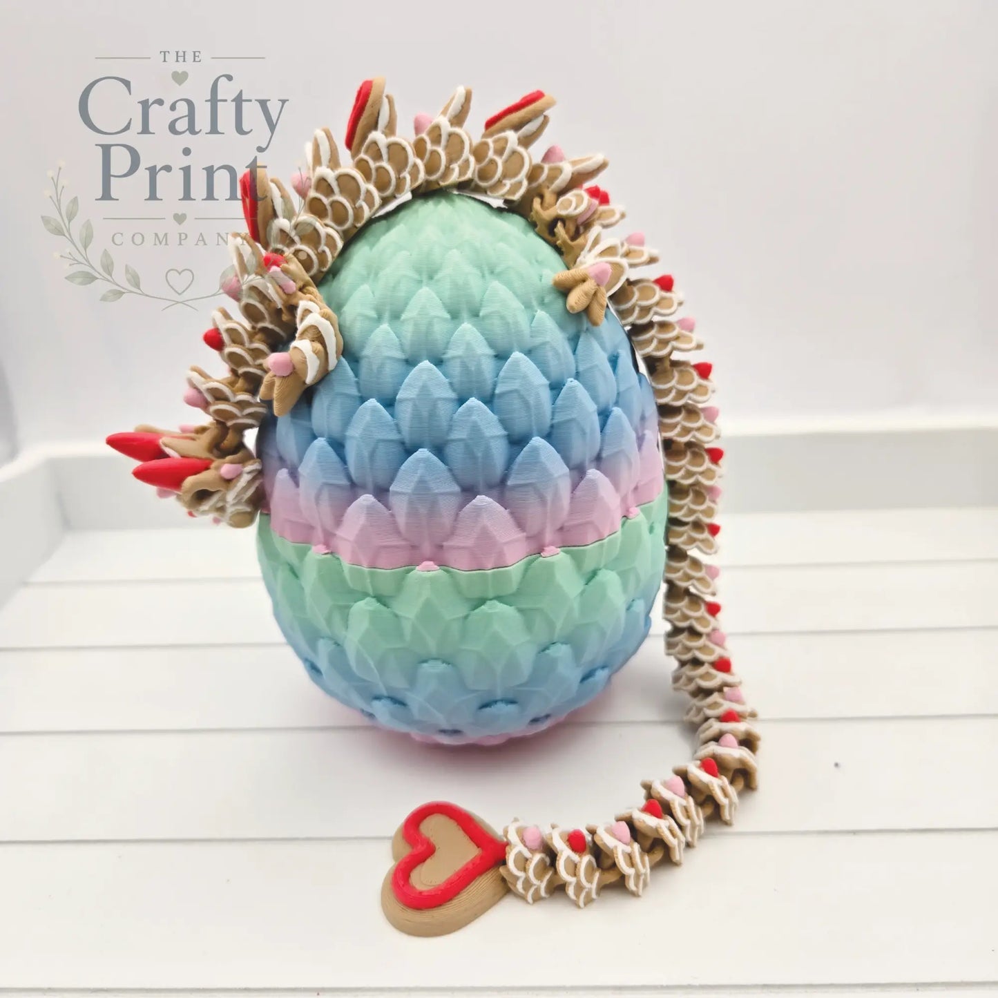 3D Printed Heart Cookie Dragon in Egg - Home & Garden >