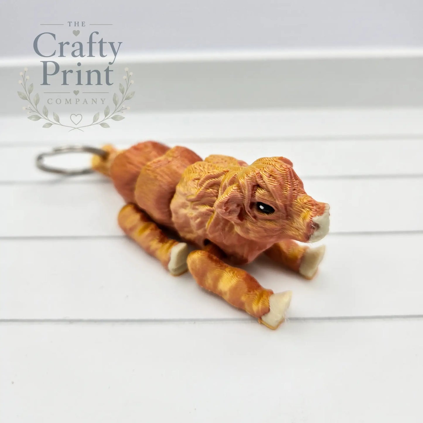 3D Printed Highland Cow Articulated Flexi Keyring/Fidget