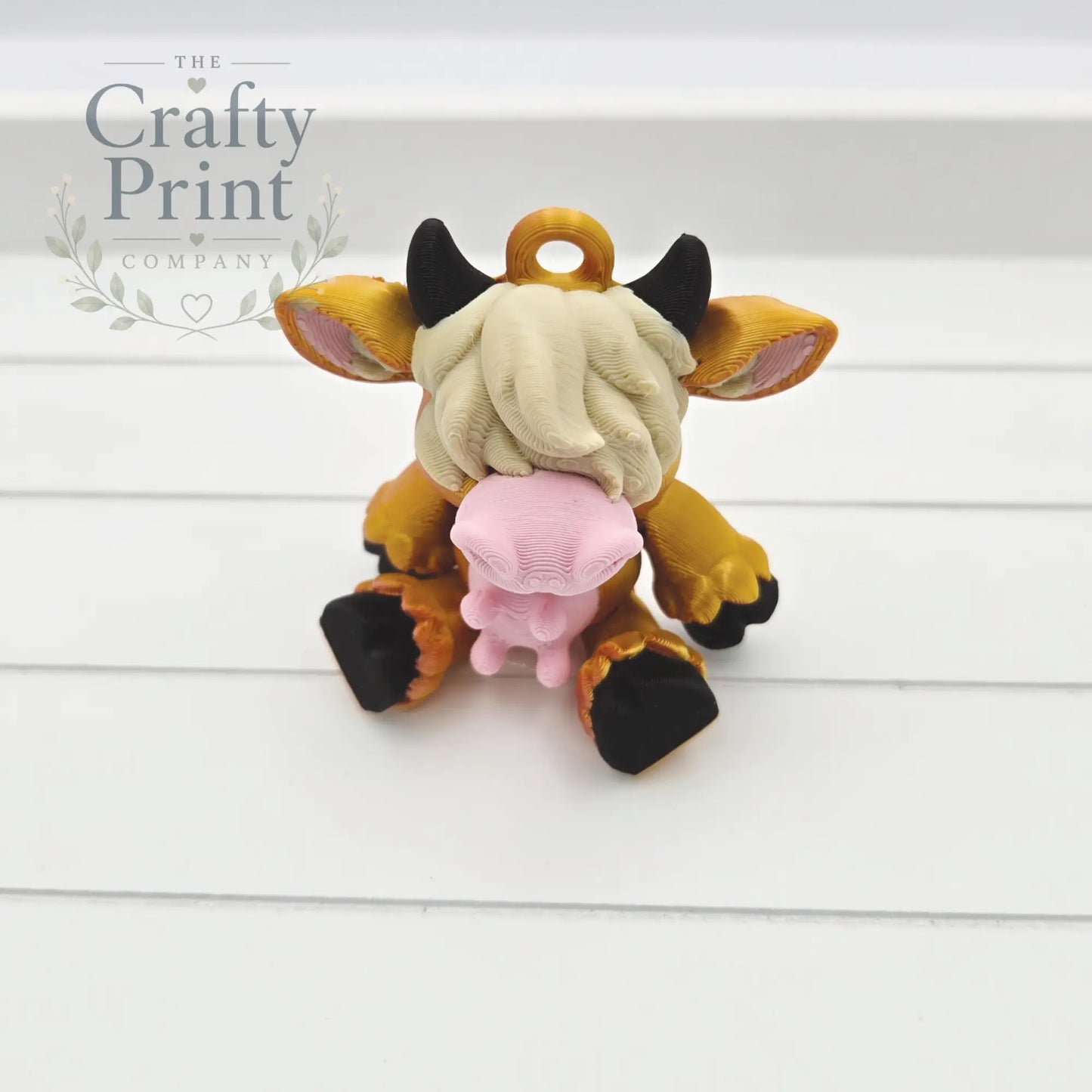 3D Printed Highland Cow Articulated Flexi Keyring/Fidget