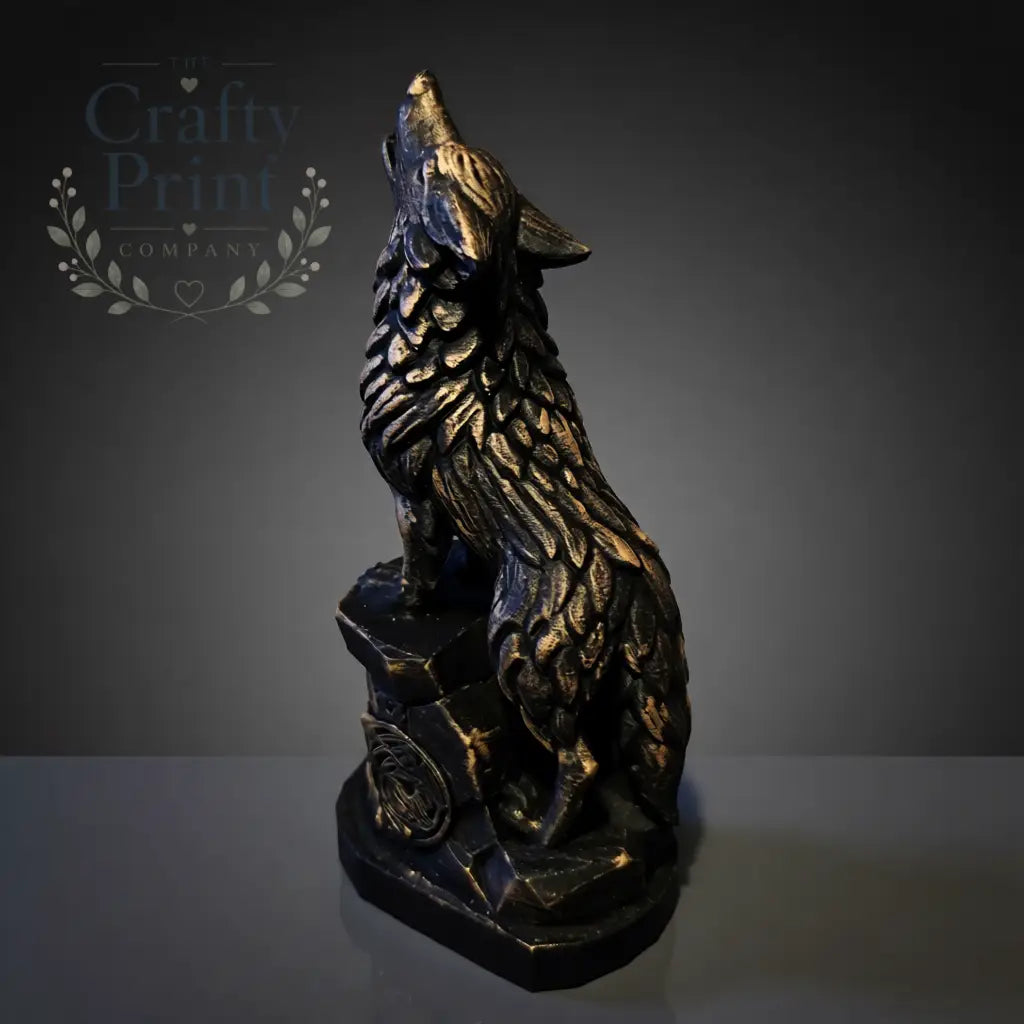 3D Printed Howling Wolf Statue - Home & Garden > Decor