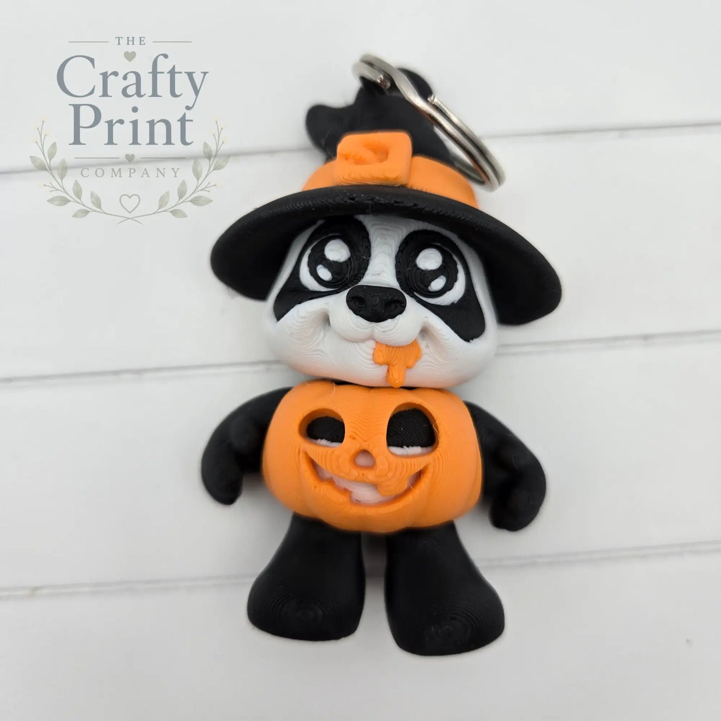 3D Printed Pumpkin Panda Articulated Flexi Keyring/Fidget