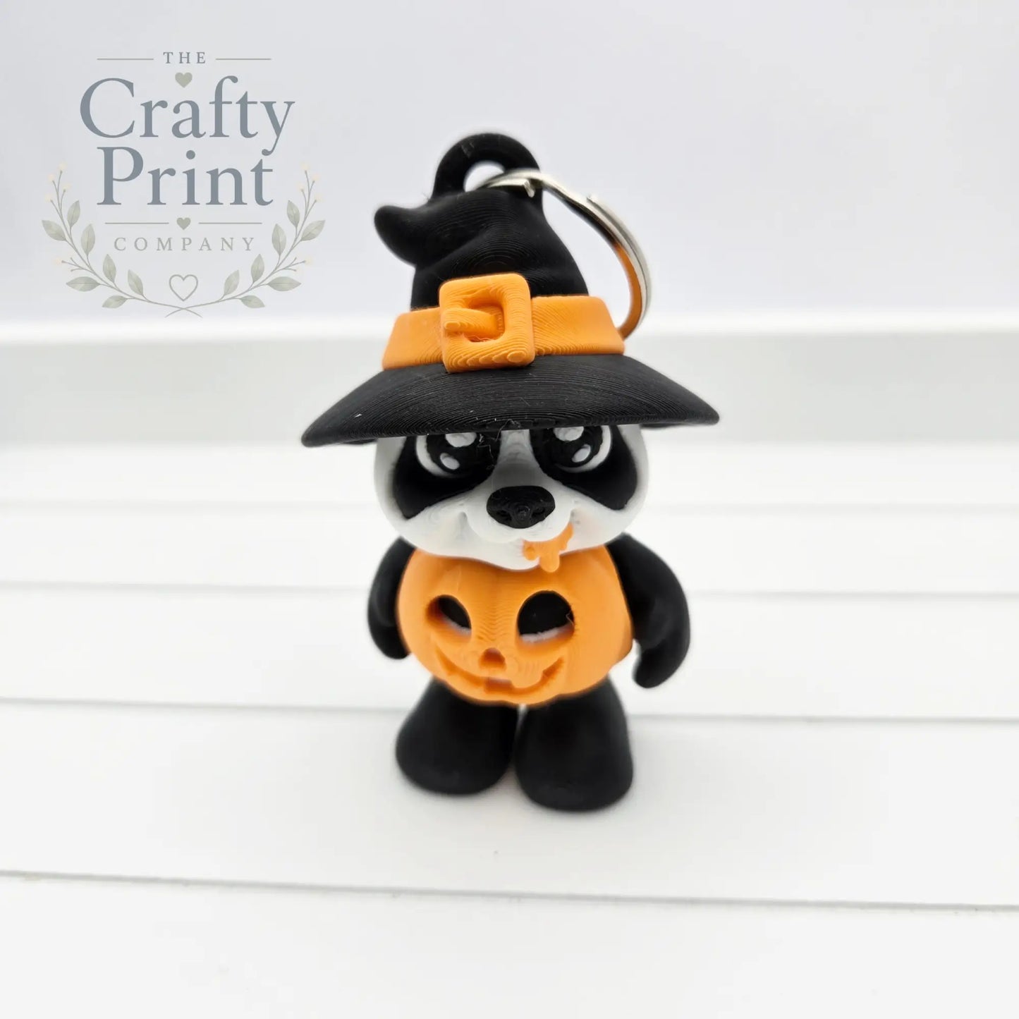 3D Printed Pumpkin Panda Articulated Flexi Keyring/Fidget