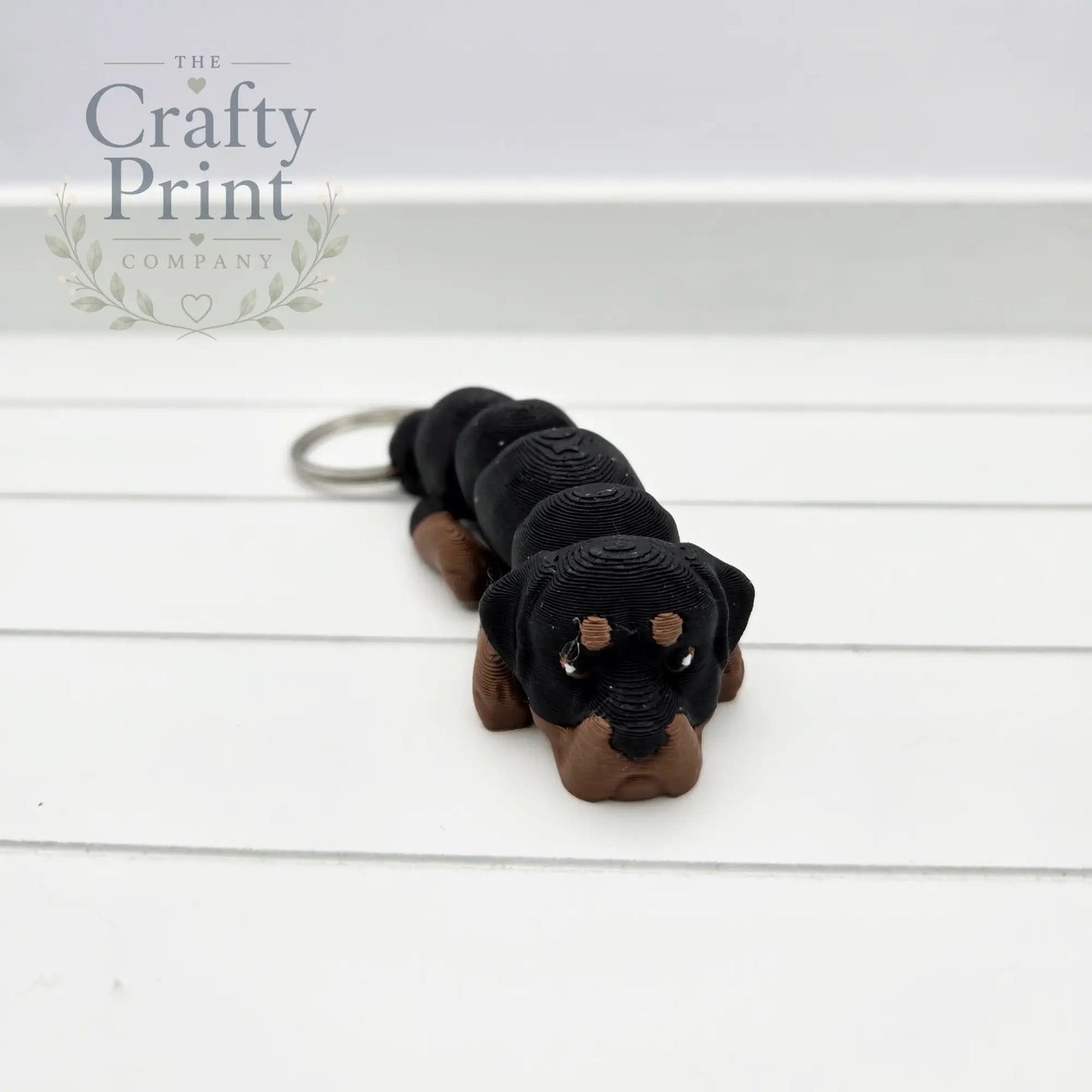3D Printed Rottweiler Dog Articulated Flexi Keyring/Fidget