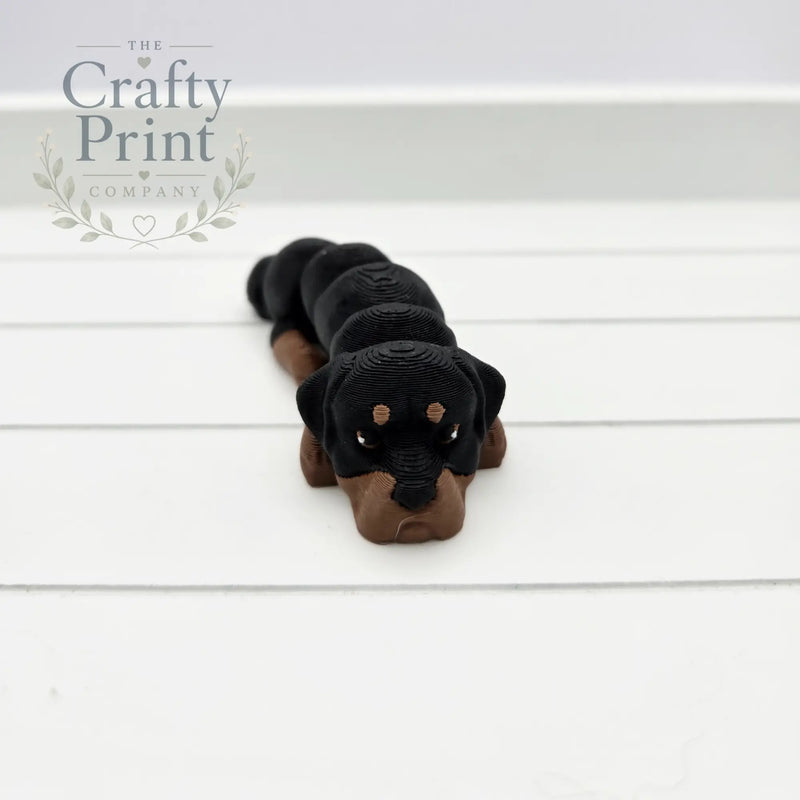3D Printed Rottweiler Dog Articulated Flexi Keyring/Fidget