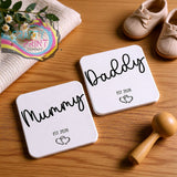 Mummy Est 2026 / Daddy Gift Set - of 2 Coasters - Giving