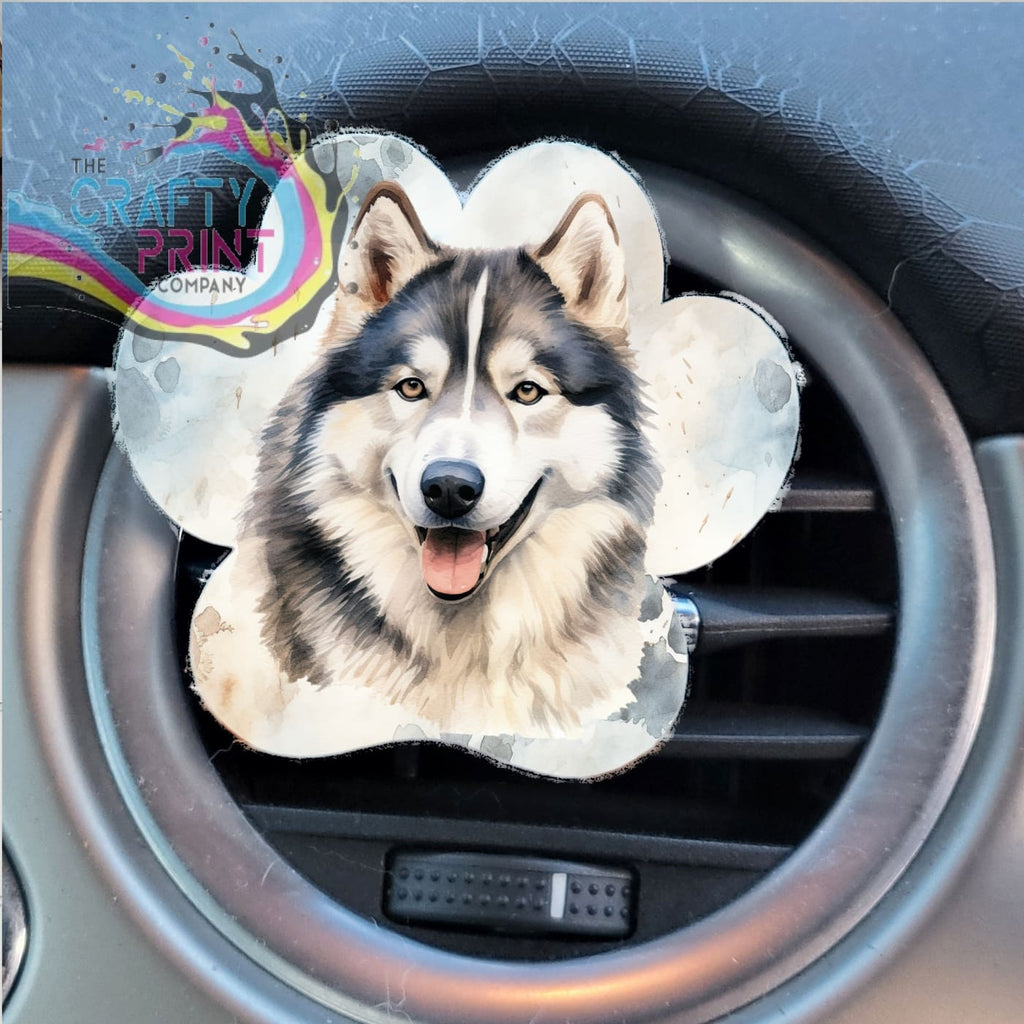 Alaskan Malamute Acrylic Paw Print Car Vent Clip on Air