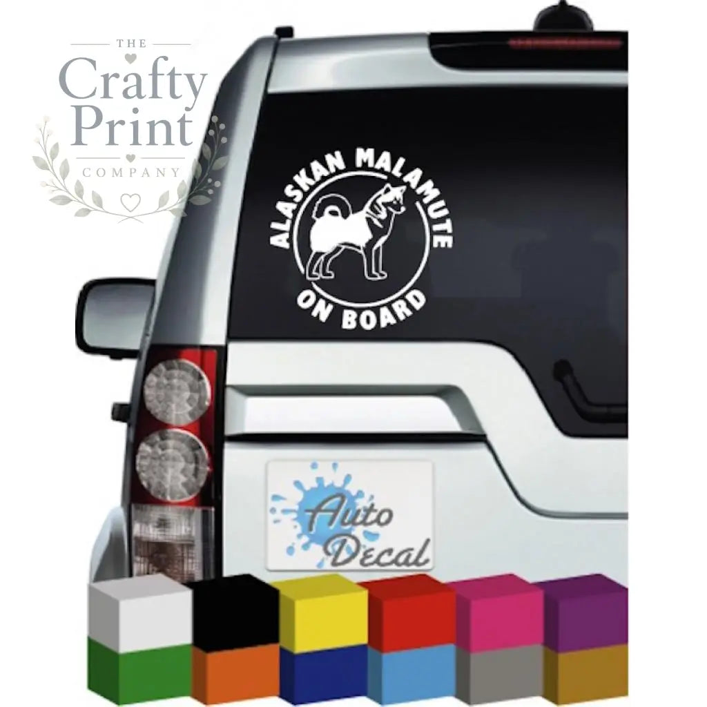 Alaskan Malamute On Board Car Sticker - Bumper Stickers
