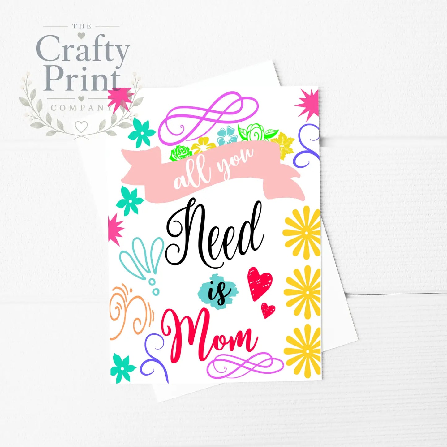 All you need is Mom A5 Card & Envelope - Greeting Note Cards