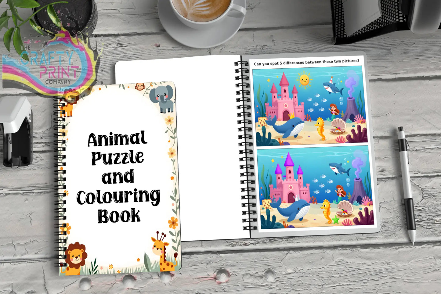 Animal puzzle book for kids a5 spiral-bound white cover with colorful animal illustrations for animal activity