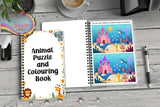 Animal puzzle book for kids a5 spiral-bound white cover with colorful animal illustrations for animal activity
