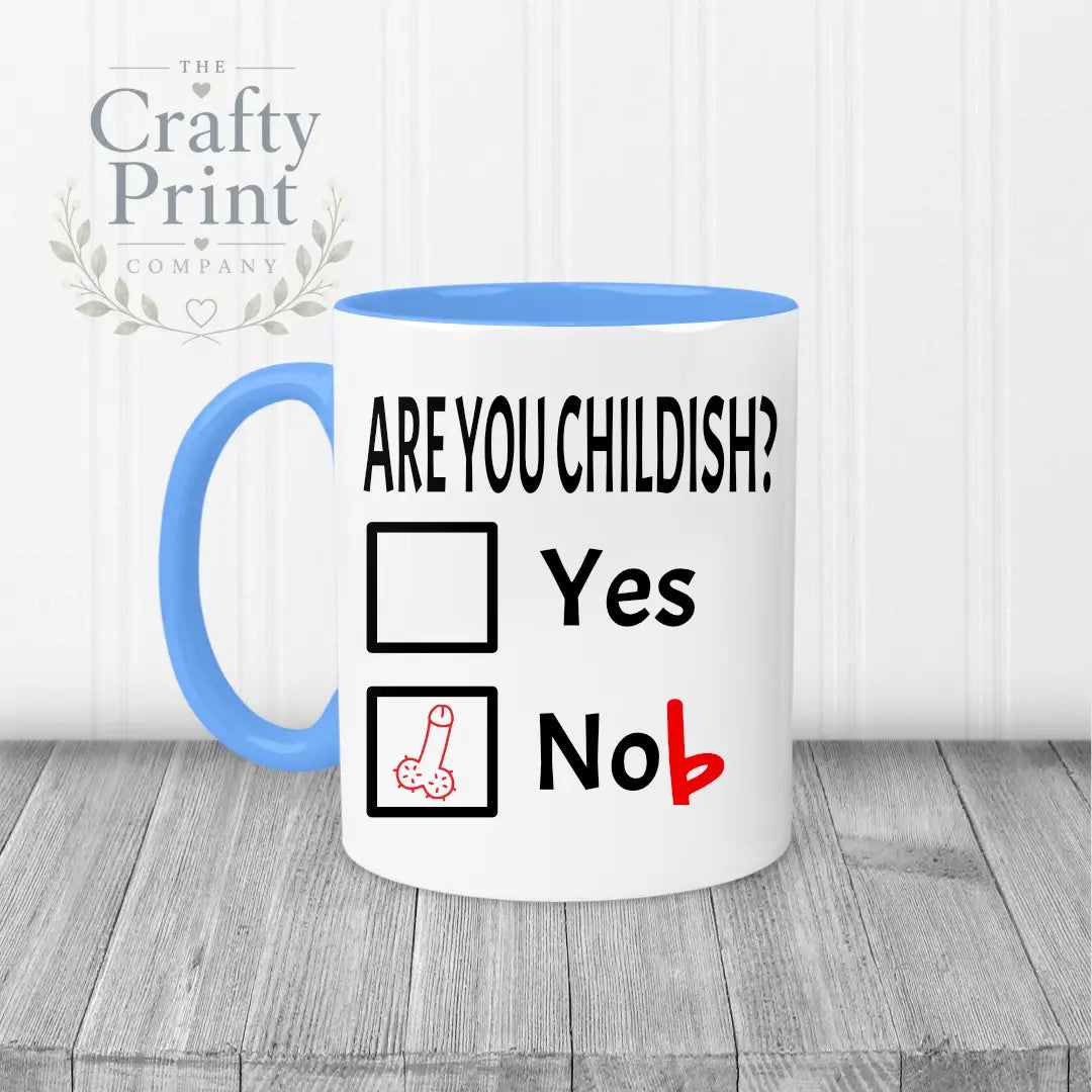 Are you Childish? Mug - Blue Handle & Inner - Mugs
