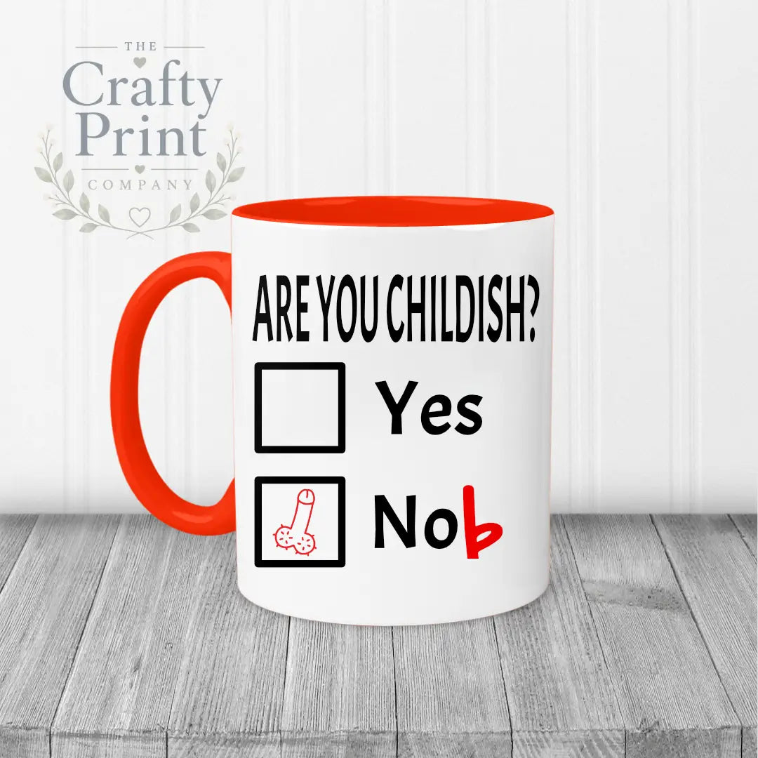 Are you Childish? Mug - Red Handle & Inner - Mugs