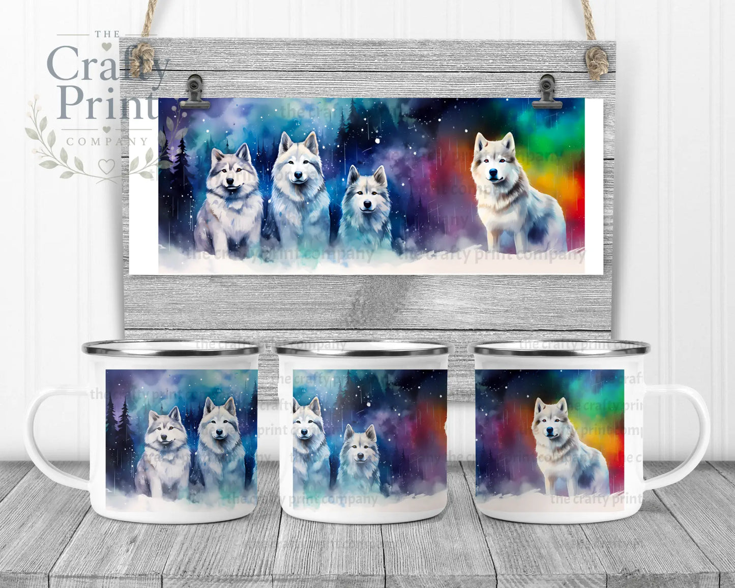 Aurora-Borealis Dog Mug - Enamel - Mugs