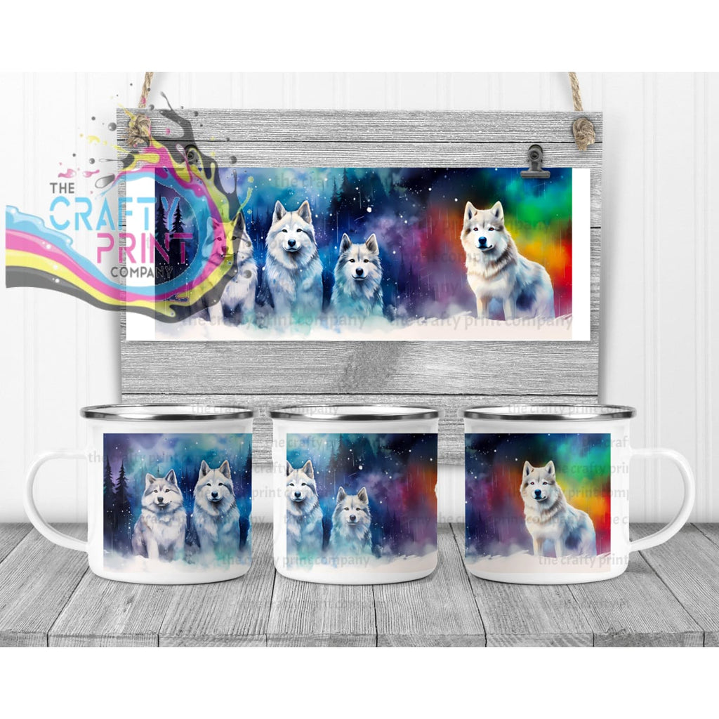 Aurora-Borealis Dog Mug - Enamel - Mugs