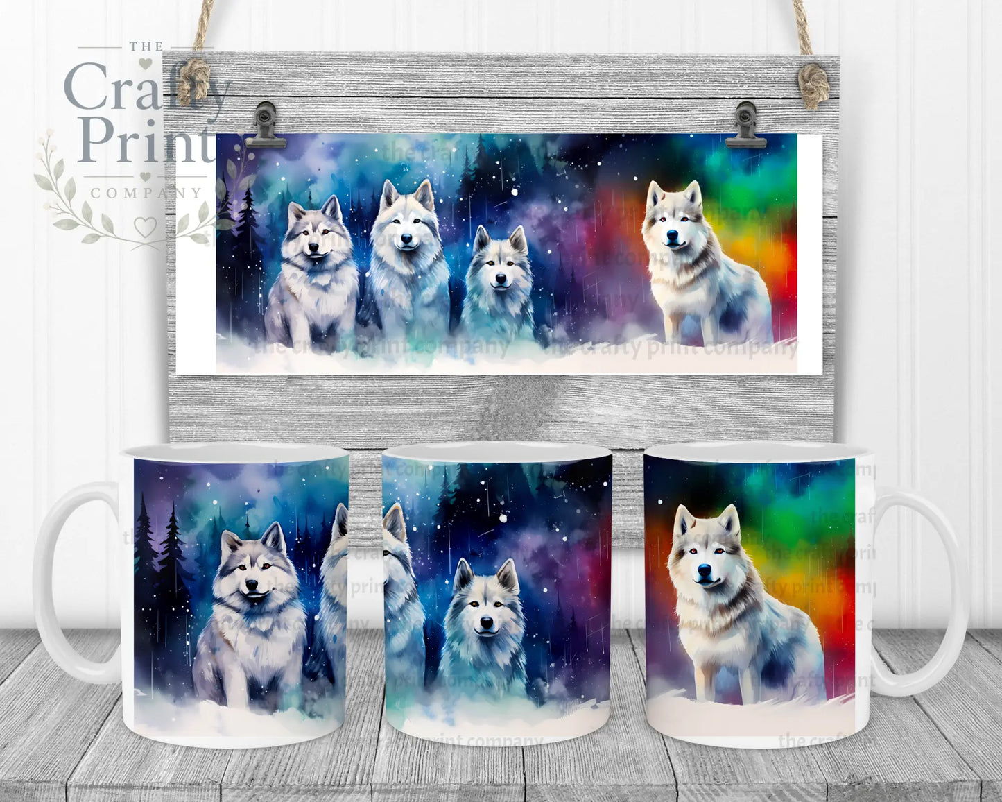 Aurora-Borealis Dog Mug - White Handle & Inner - Mugs