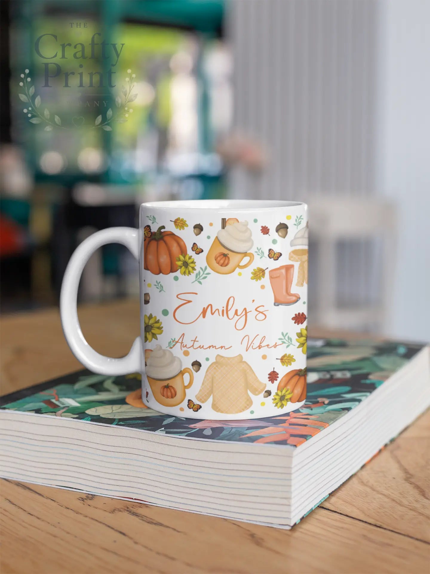 Autumn Vibes Personalised Mug - White Handle & Inner - Mugs