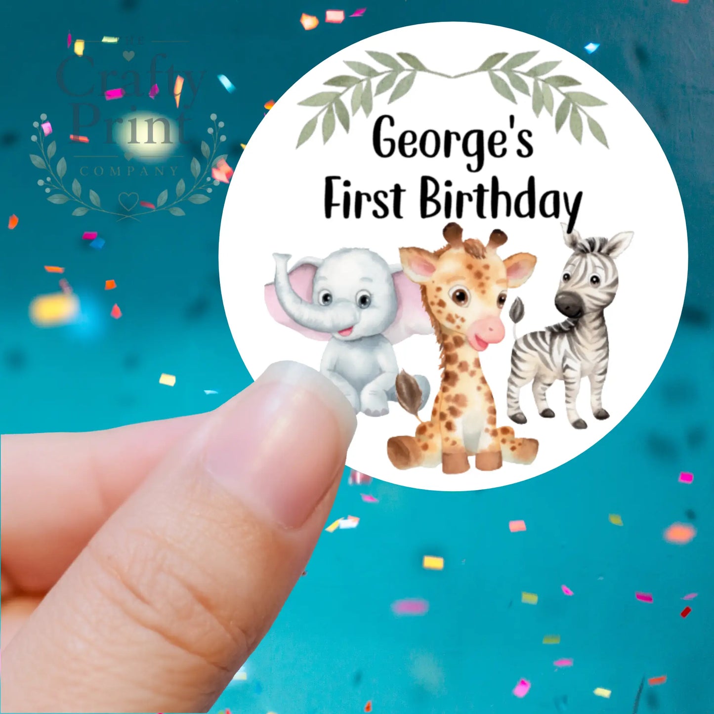 Baby Jungle Animals Birthday Printed Sticker - X Small 25mm