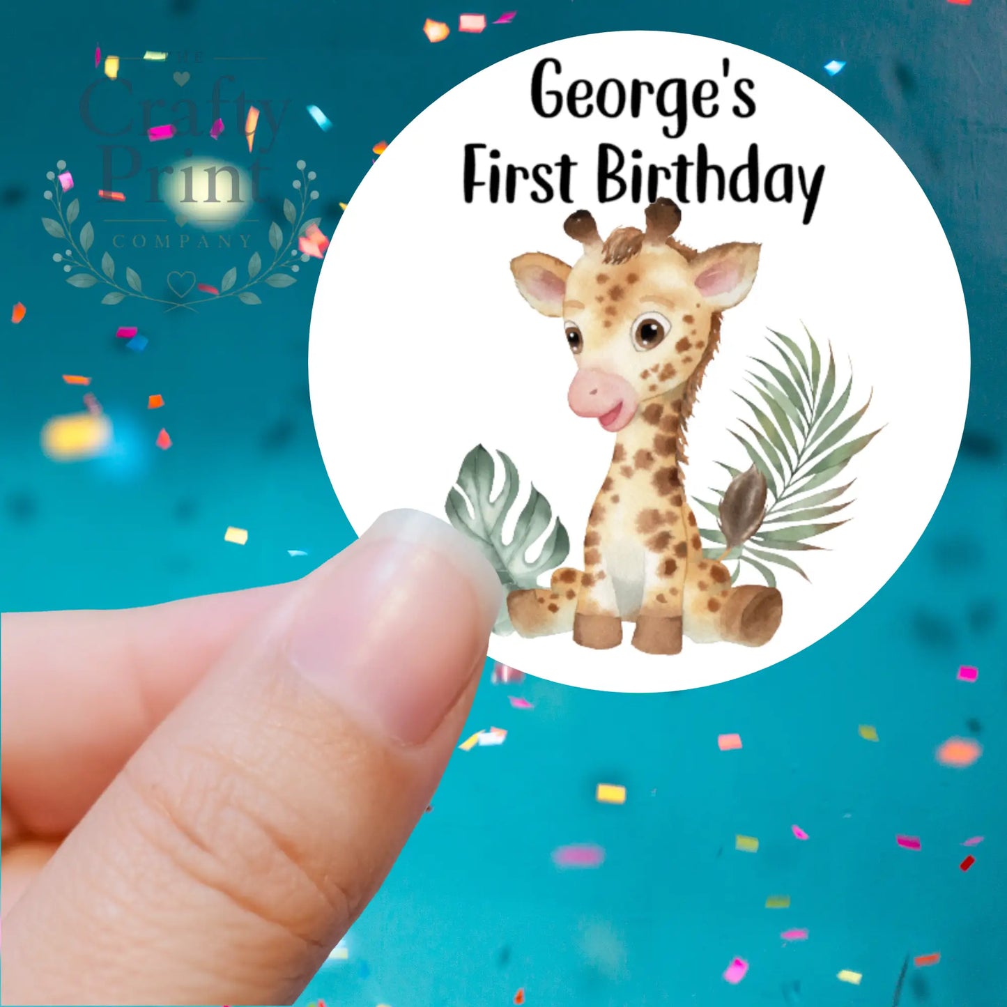 Baby Jungle Animals Birthday Printed Sticker - X Small 25mm