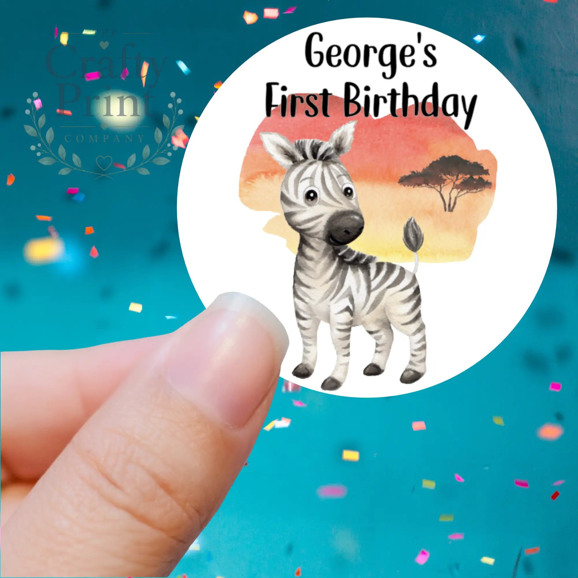 Baby Jungle Animals Birthday Printed Sticker - X Small 25mm