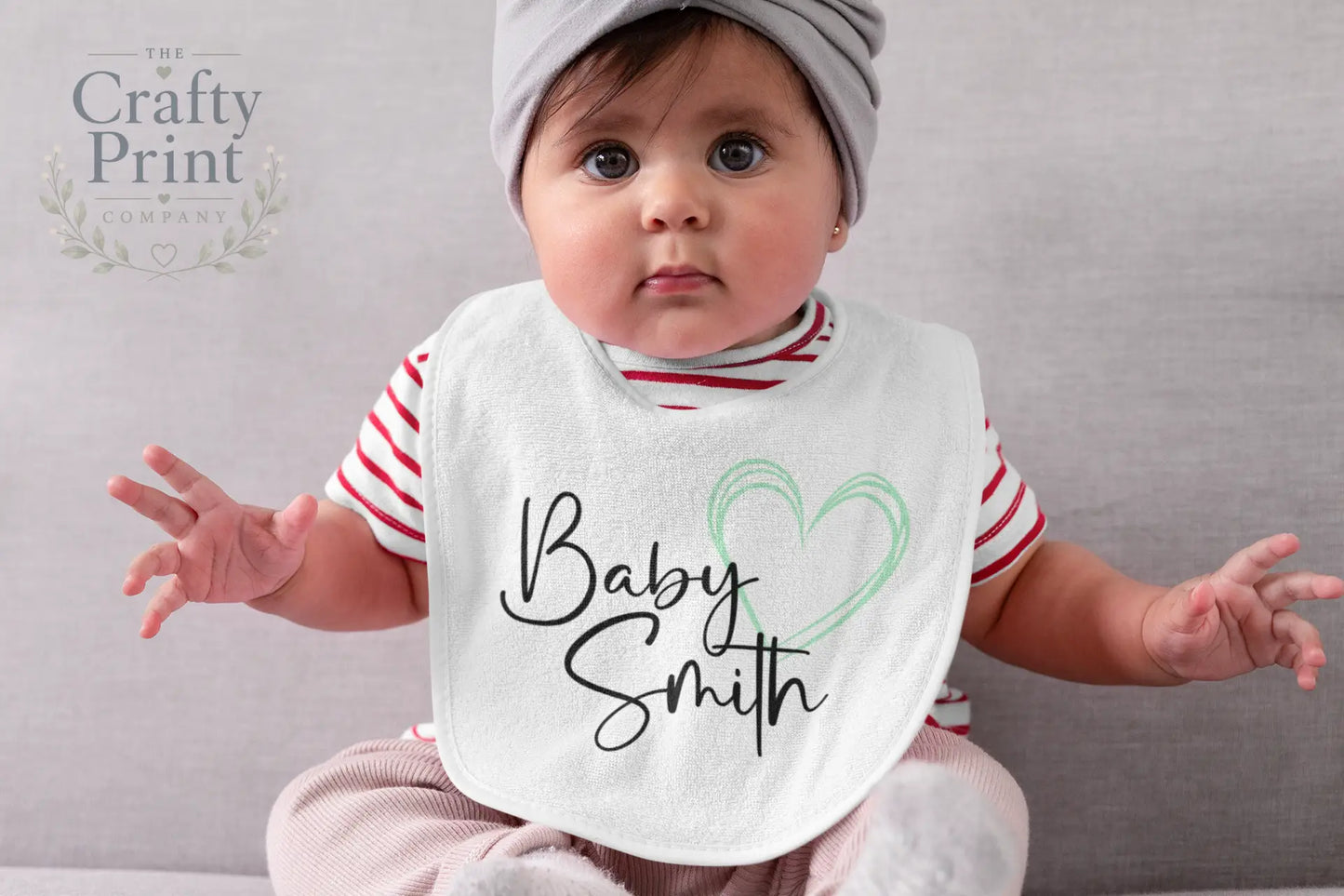 Baby Surname Personalised Bib - Mint Green - & Toddler