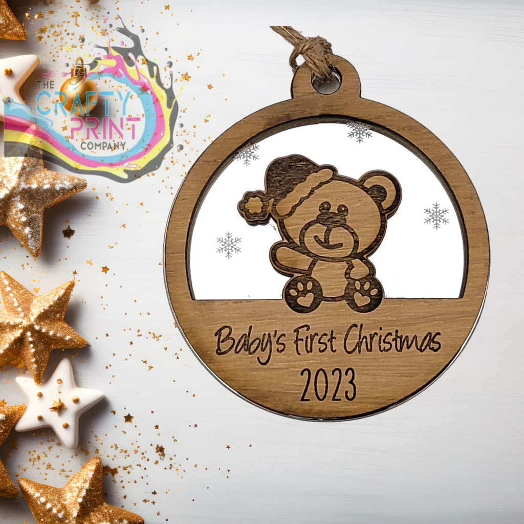 Personalised Baby’s First Christmas Wood Tree Ornament -