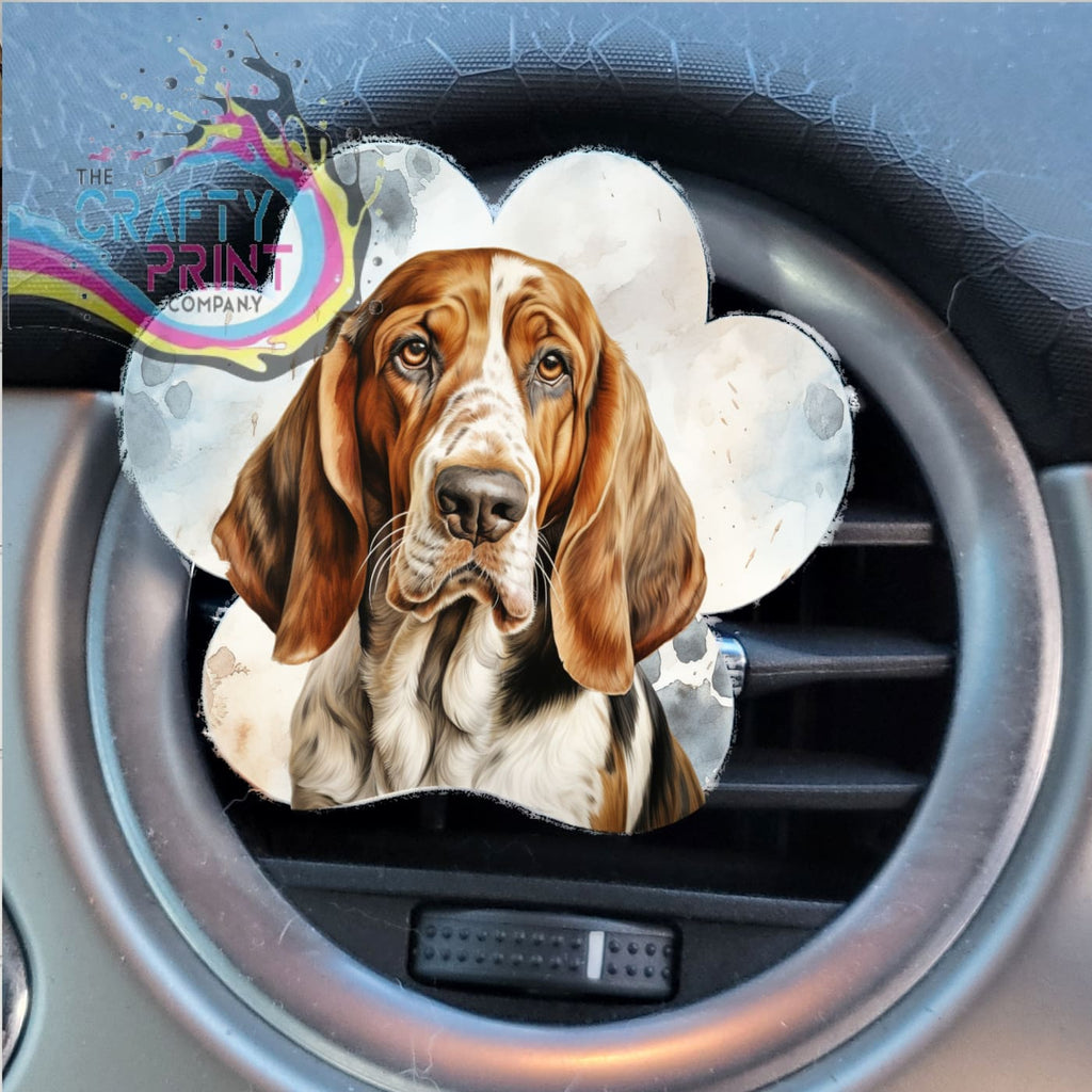Basset Hound Acrylic Paw Print Car Vent Clip on Air
