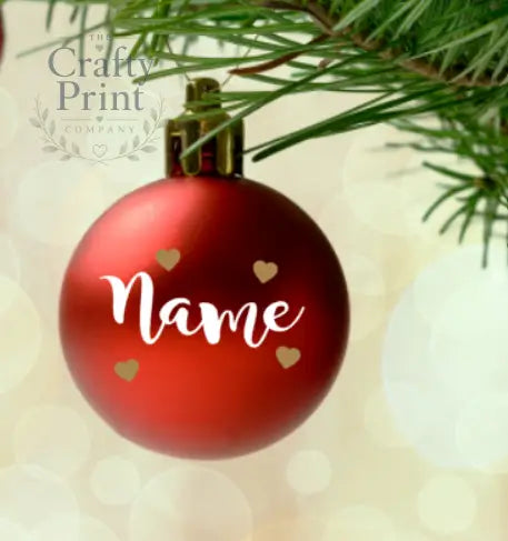 Bauble Writing with Hearts or Stars Sticker - Black