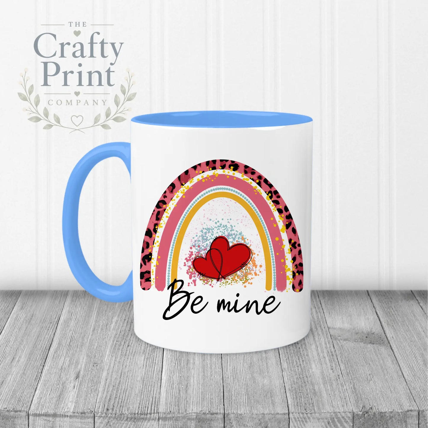 Be Mine Rainbow Mug - Blue Handle & Inner - Mugs