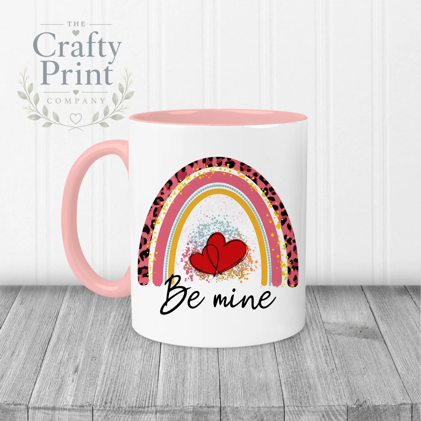 Be Mine Rainbow Mug - Pink Handle & Inner - Mugs