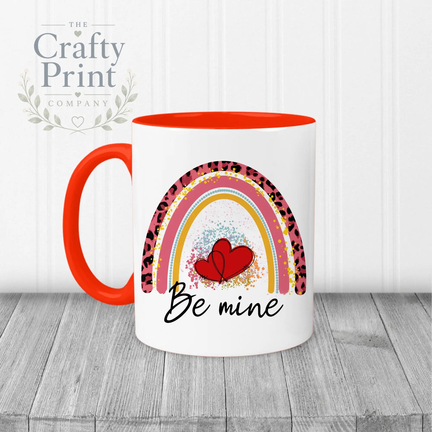 Be Mine Rainbow Mug - Red Handle & Inner - Mugs