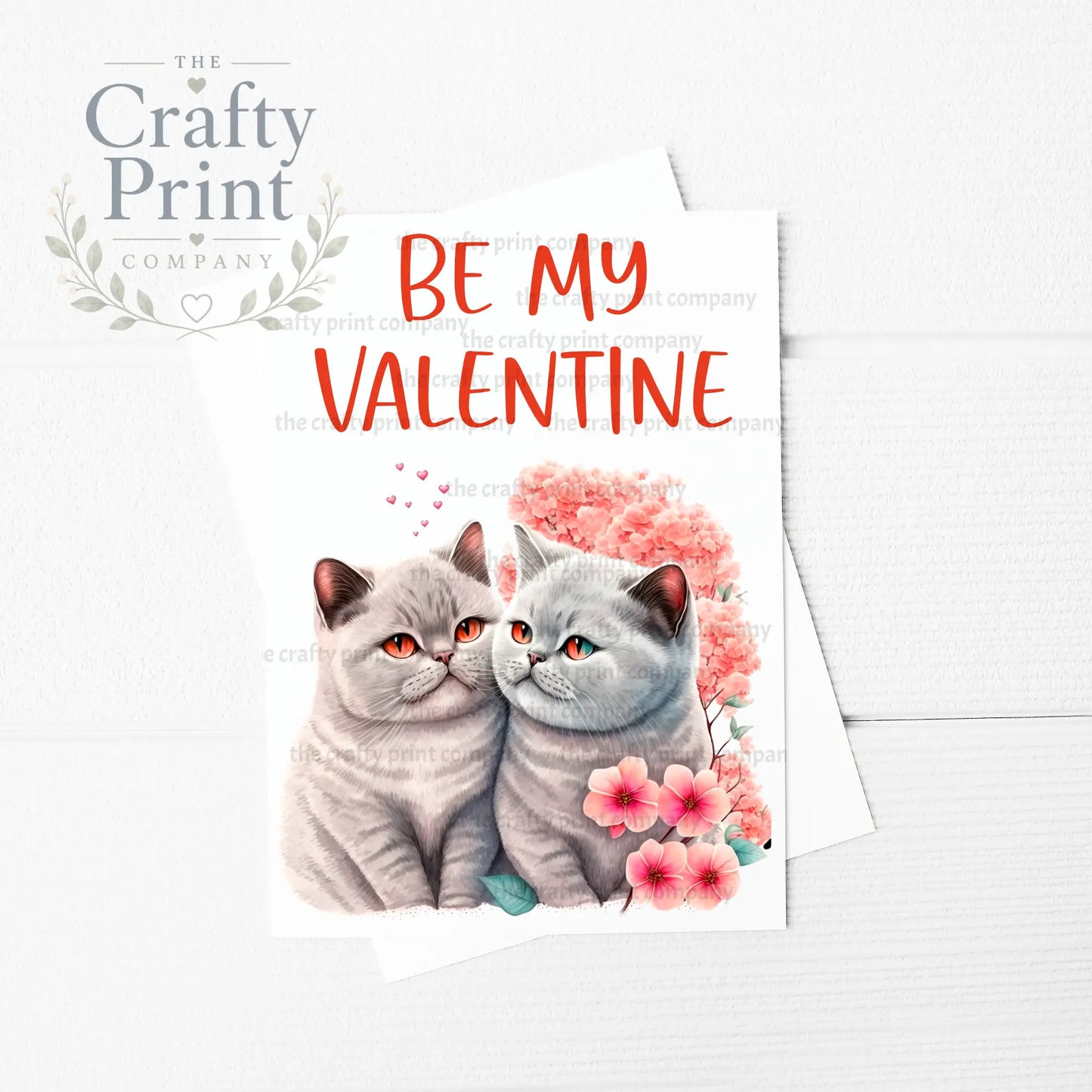 Be My Valentine Grey Cats A5 Card - Greeting & Note Cards