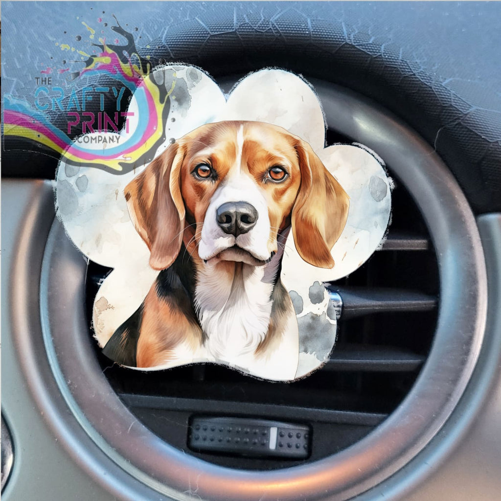 Beagle Acrylic Paw Print Car Vent Clip on Air Freshener