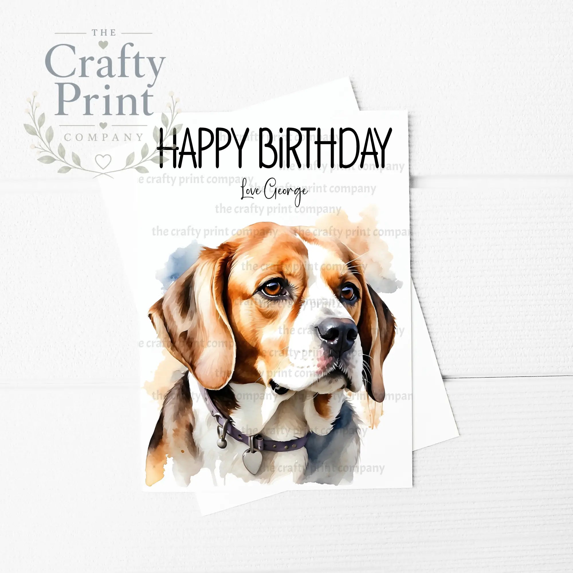 Beagle Watercolour A5 Birthday Card - Greeting & Note Cards