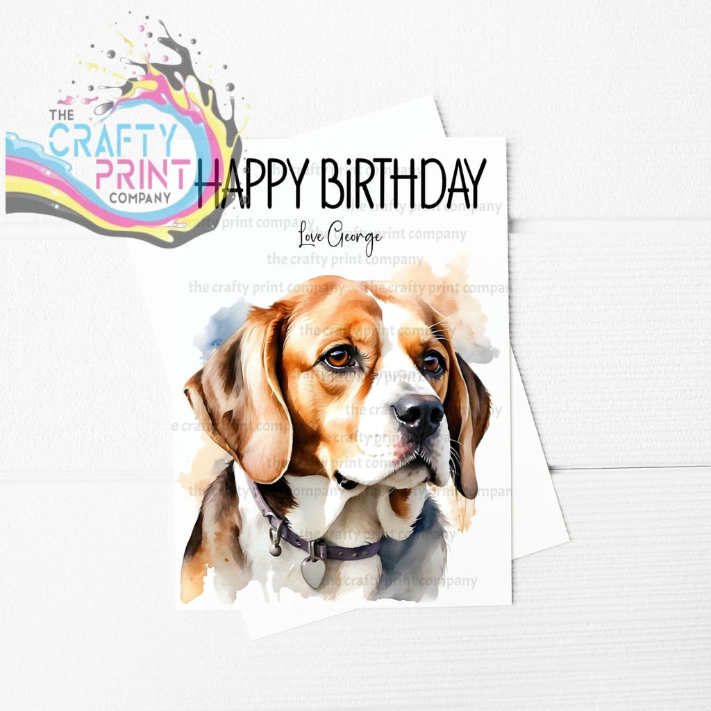 Beagle Watercolour A5 Birthday Card - Greeting & Note Cards