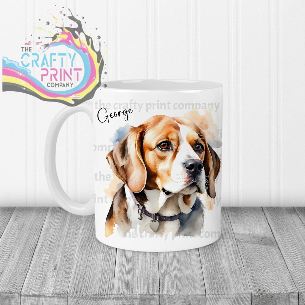 Beagle Watercolour Mug - White Handle & Inner - Mugs