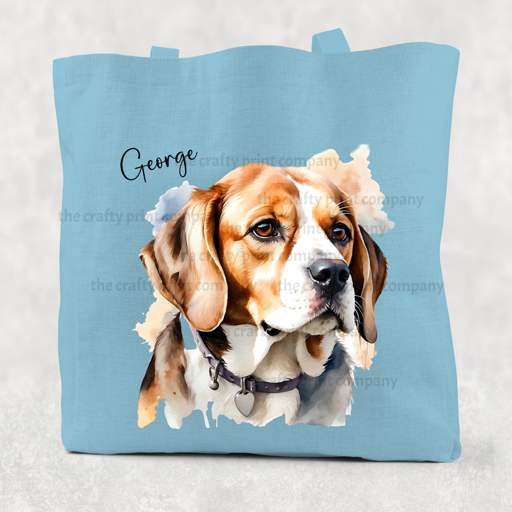 Beagle Watercolour Cotton Re-usable Tote Bag